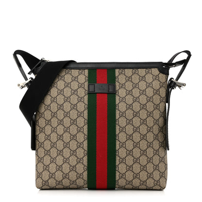 Gucci GG Supreme Monogram Web Messenger Bag Black 1 of 14