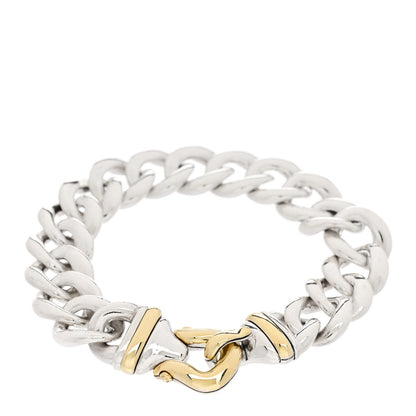 David Yurman Sterling Silver 14K Yellow Gold Curb Link Buckle Bracelet 1 of 4