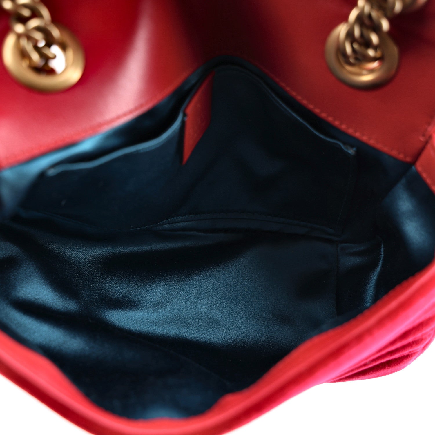 Gucci Velvet Matelasse Mini GG Marmont Shoulder Bag Hibiscus Red