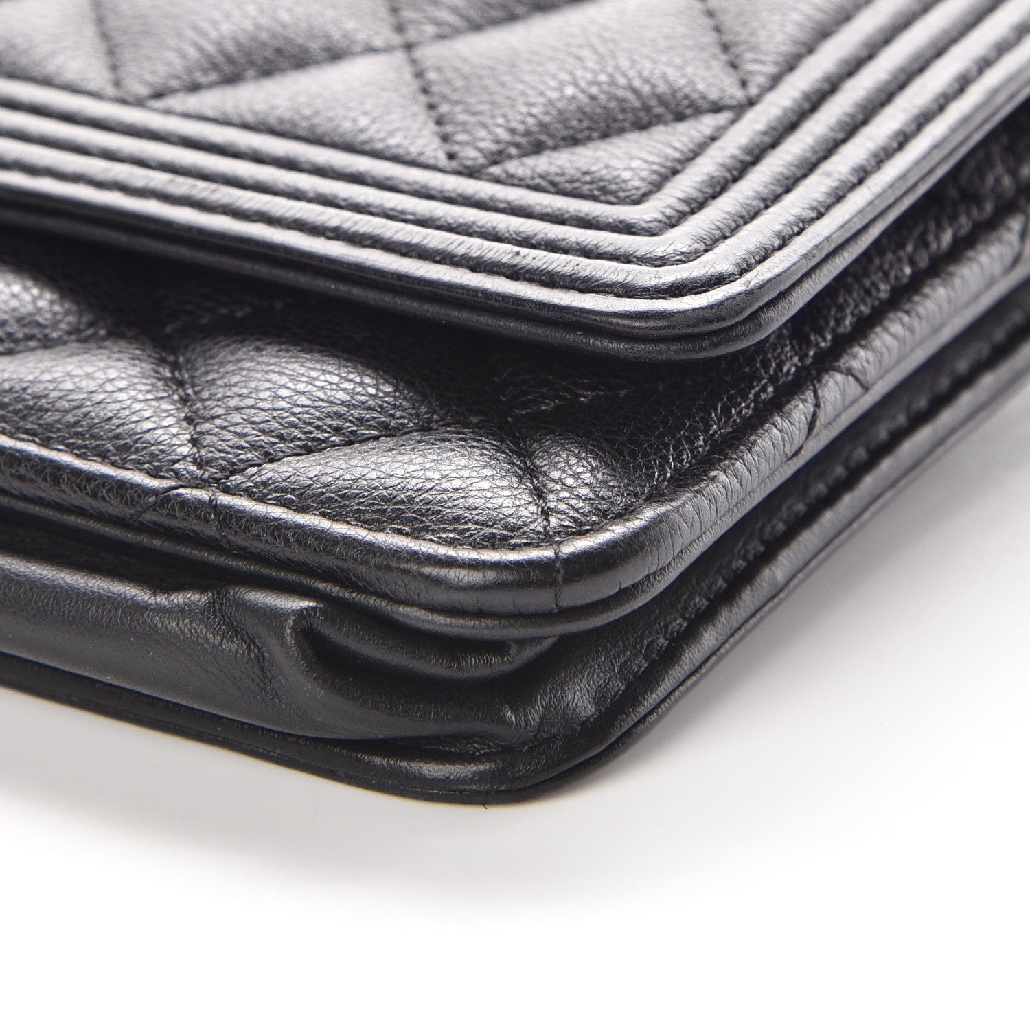 Chanel Calfskin Quilted Boy Wallet On Chain WOC Black 10 of 15