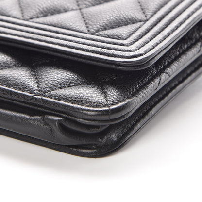 Chanel Calfskin Quilted Boy Wallet On Chain WOC Black 10 of 15