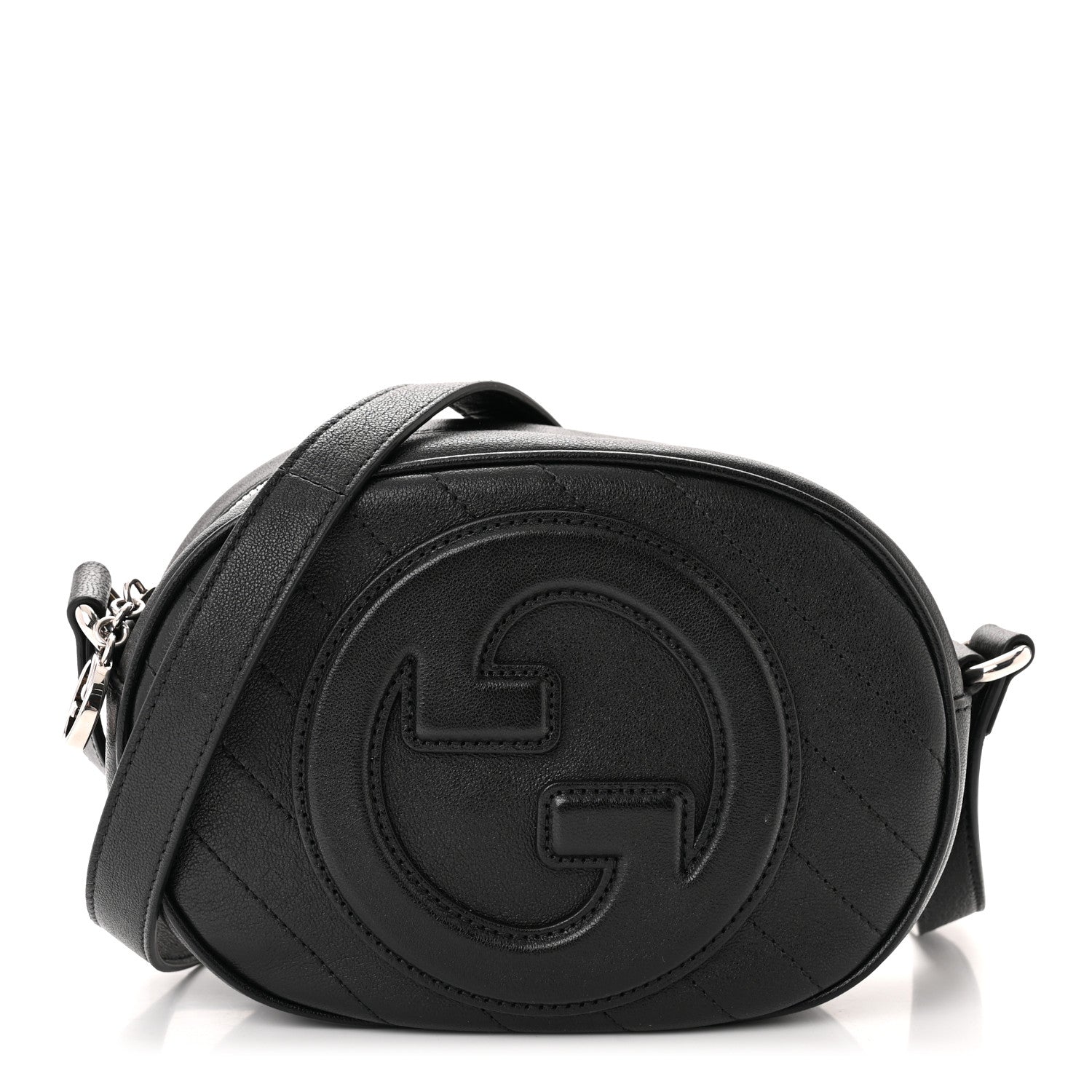 Gucci Sakai Be Green Calfskin Diagonal Stitched Mini Blondie Shoulder Bag Black 1 of 10