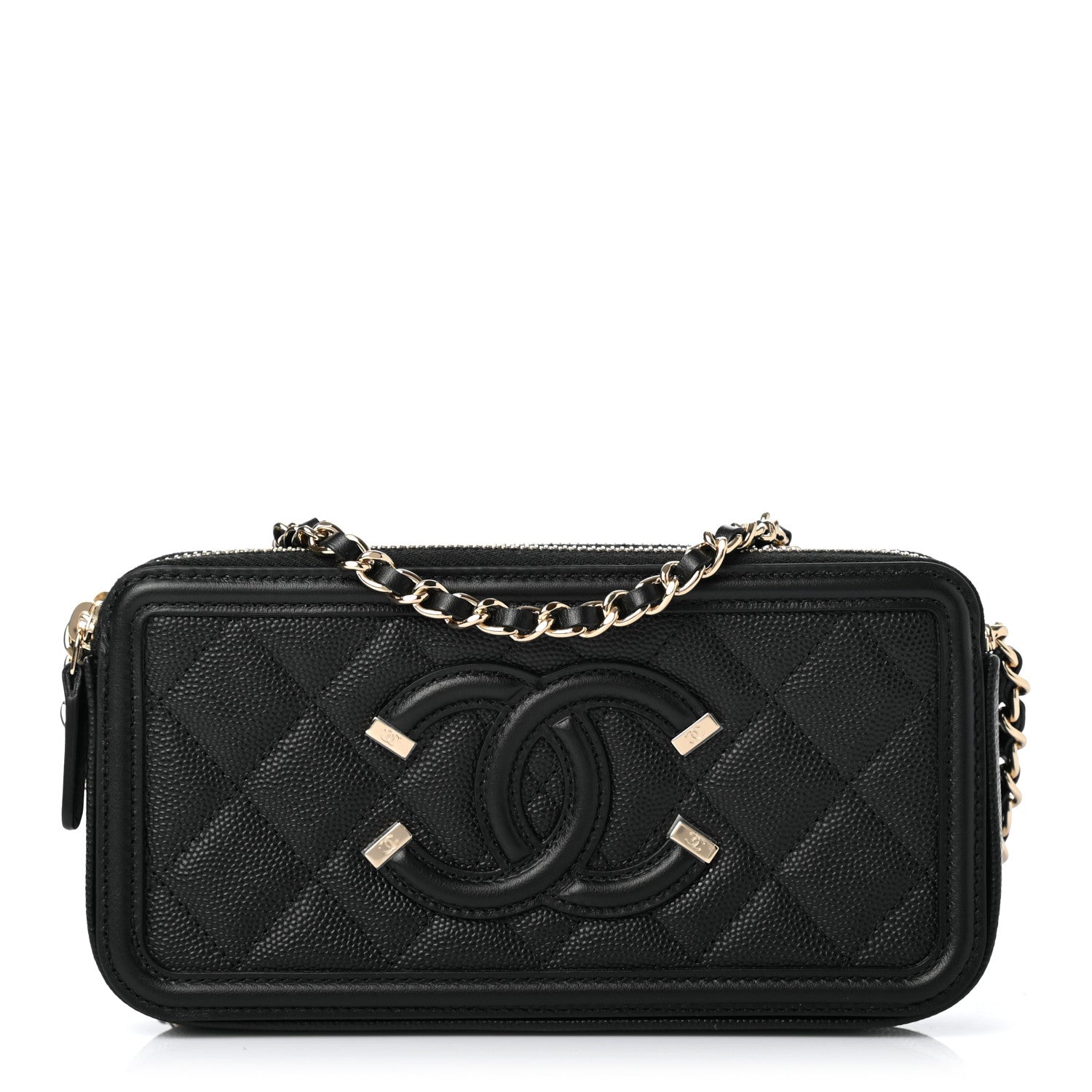 Chanel Caviar Quilted CC Filigree Clutch With Chain Black 1 of 13