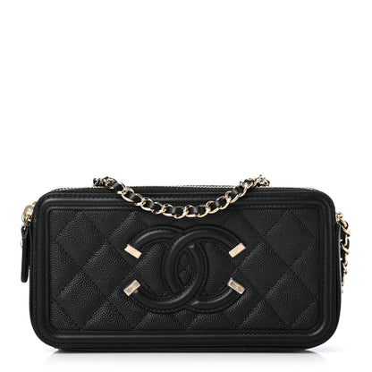 Chanel Caviar Quilted CC Filigree Clutch With Chain Black 1 of 13