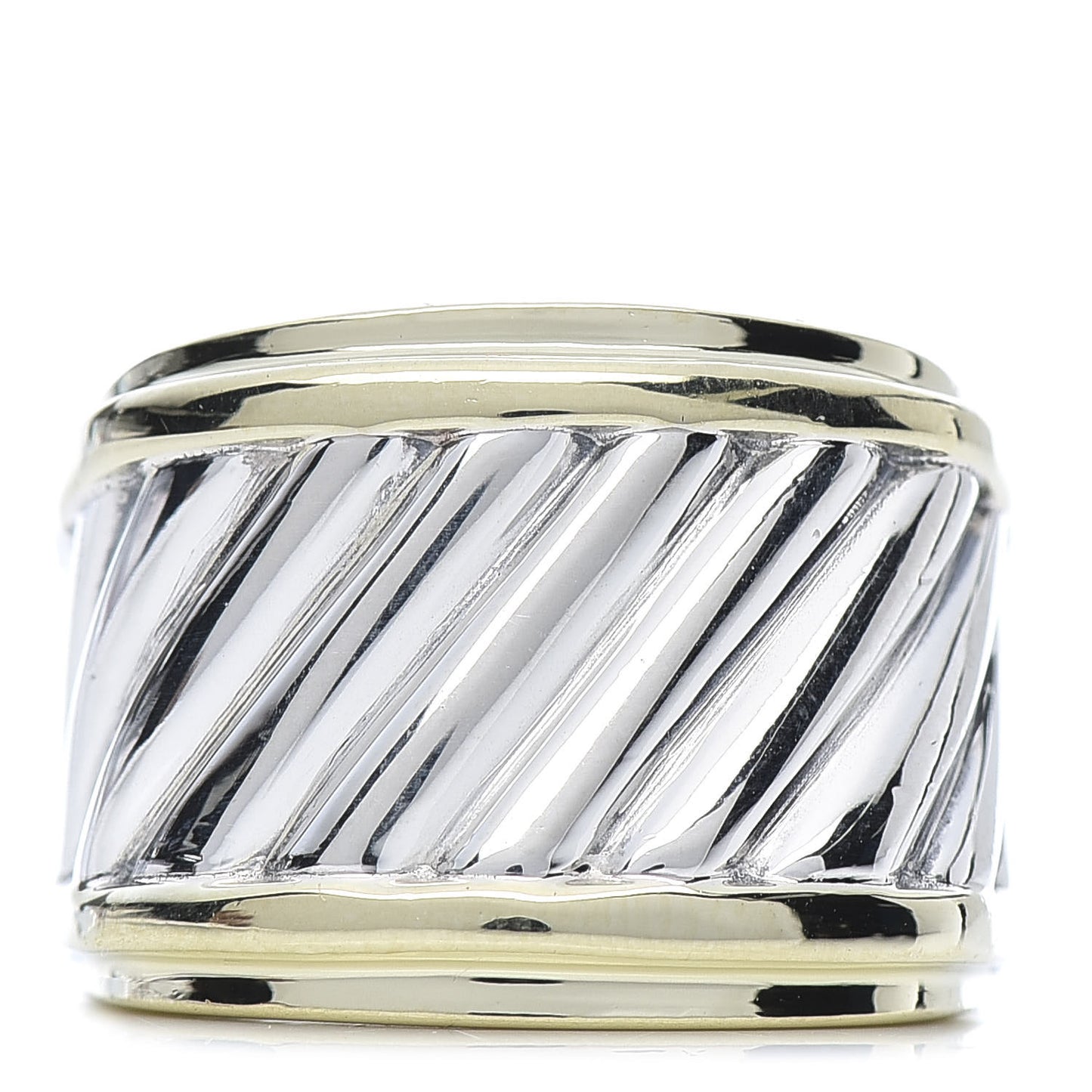 Sterling Silver 18K Yellow Gold Cable Cigar Band Ring 50 5.5