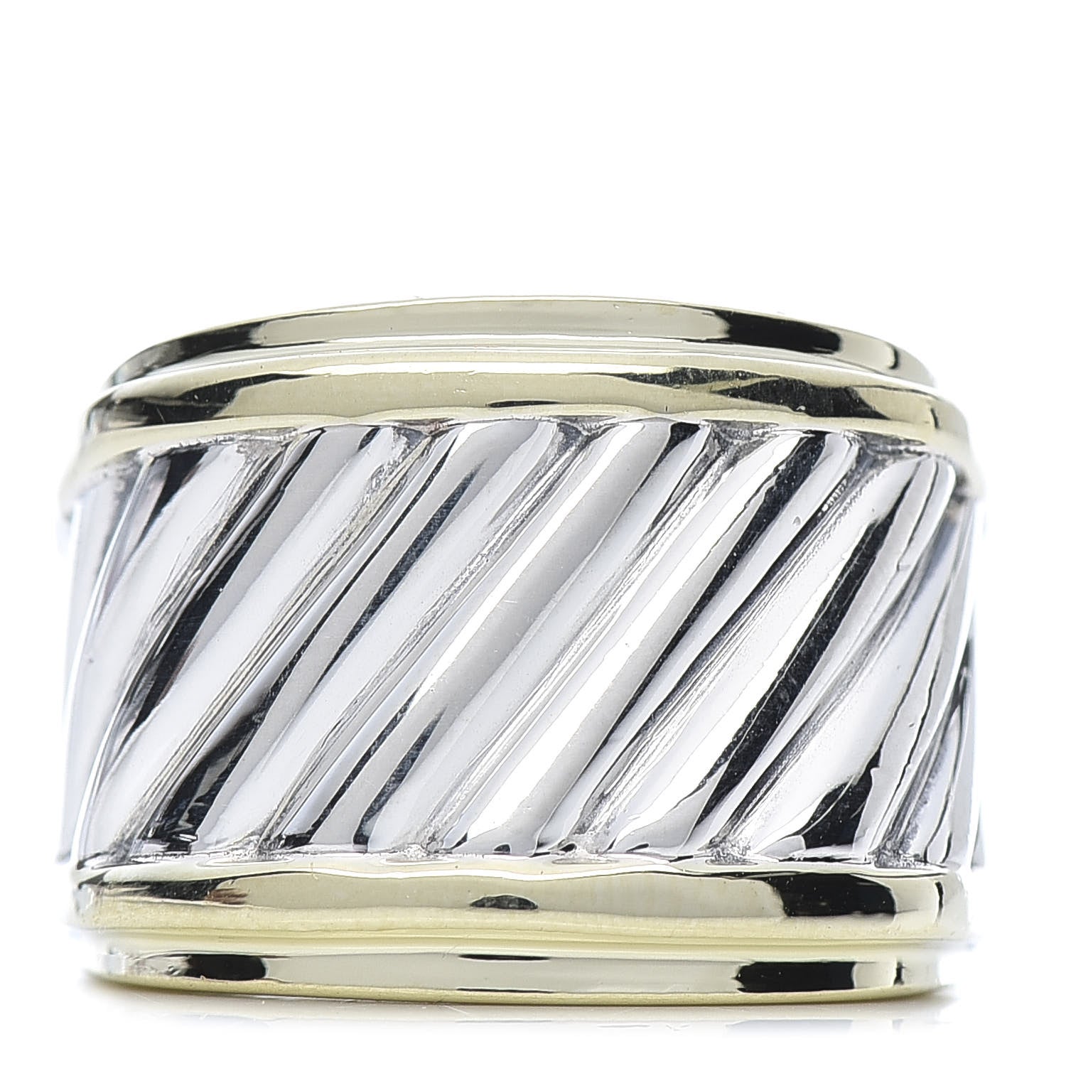David Yurman Sterling Silver 18K Yellow Gold Cable Cigar Band Ring 50 5.5 1 of 5