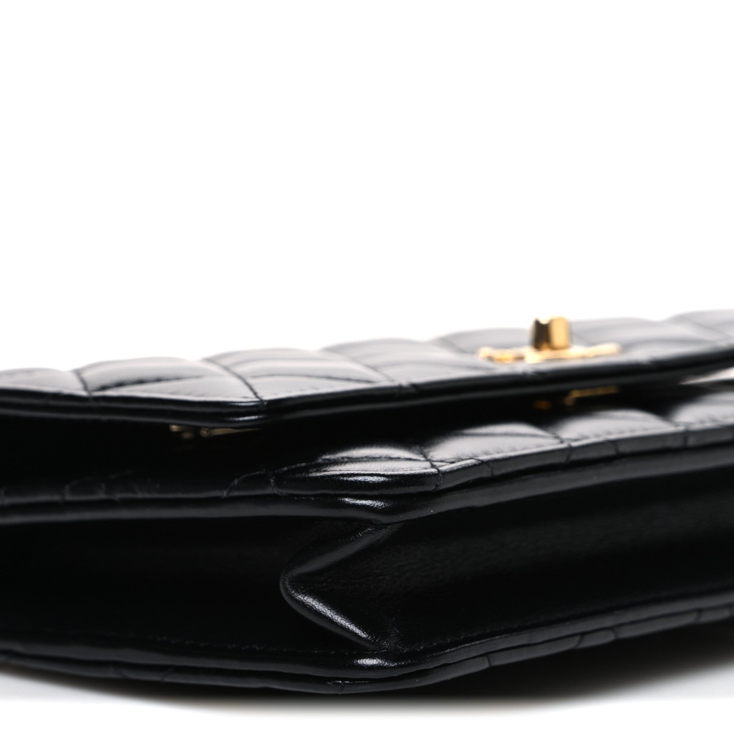 Chanel Shiny Calfskin Quilted Metal Top Handle Wallet On Chain WOC Black 10 of 11