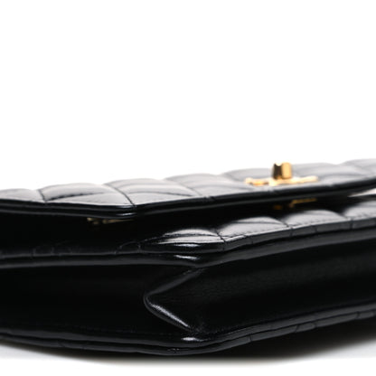 Chanel Shiny Calfskin Quilted Metal Top Handle Wallet On Chain WOC Black 10 of 11