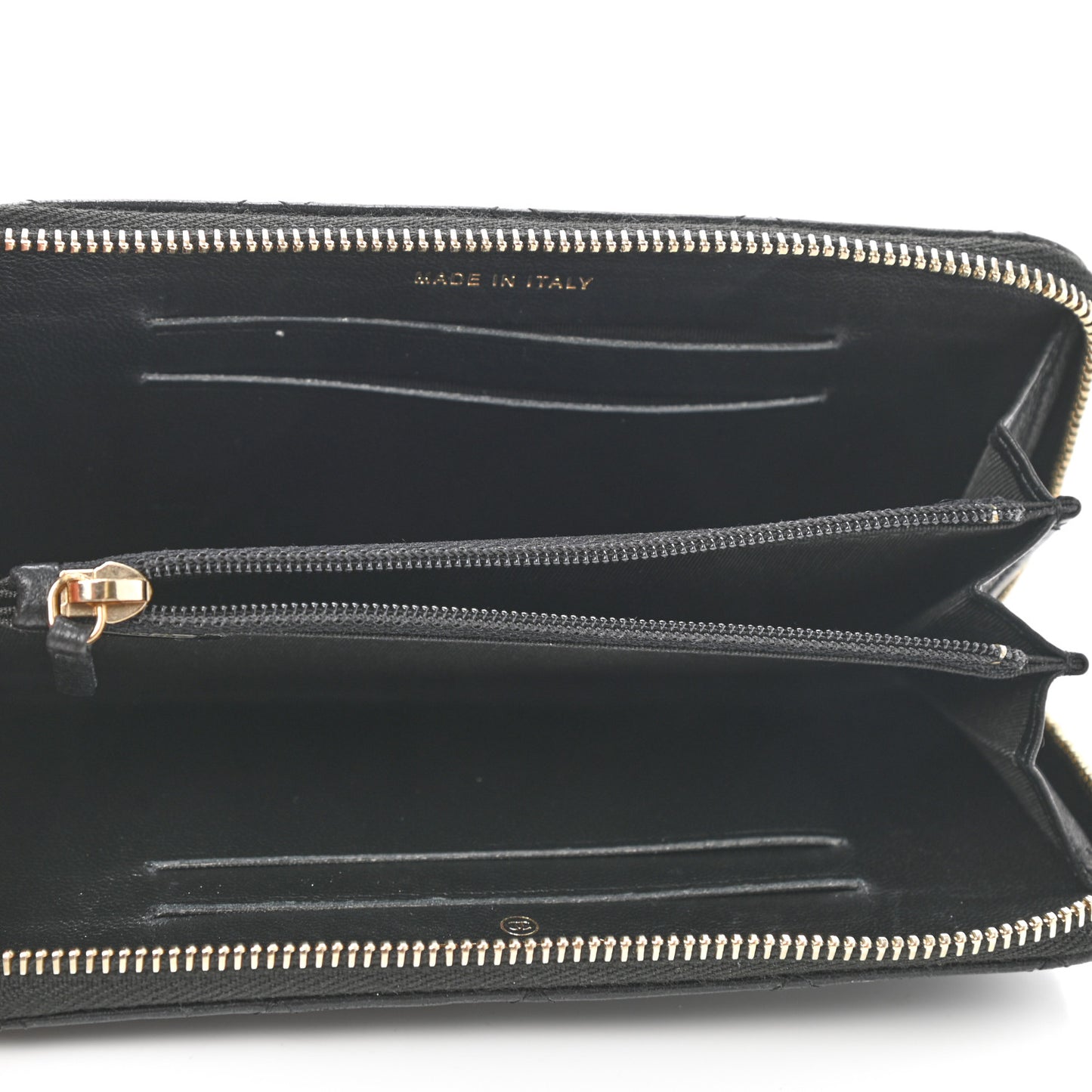 Lambskin Quilted Small Lucky Charms Zip Around Wallet Black