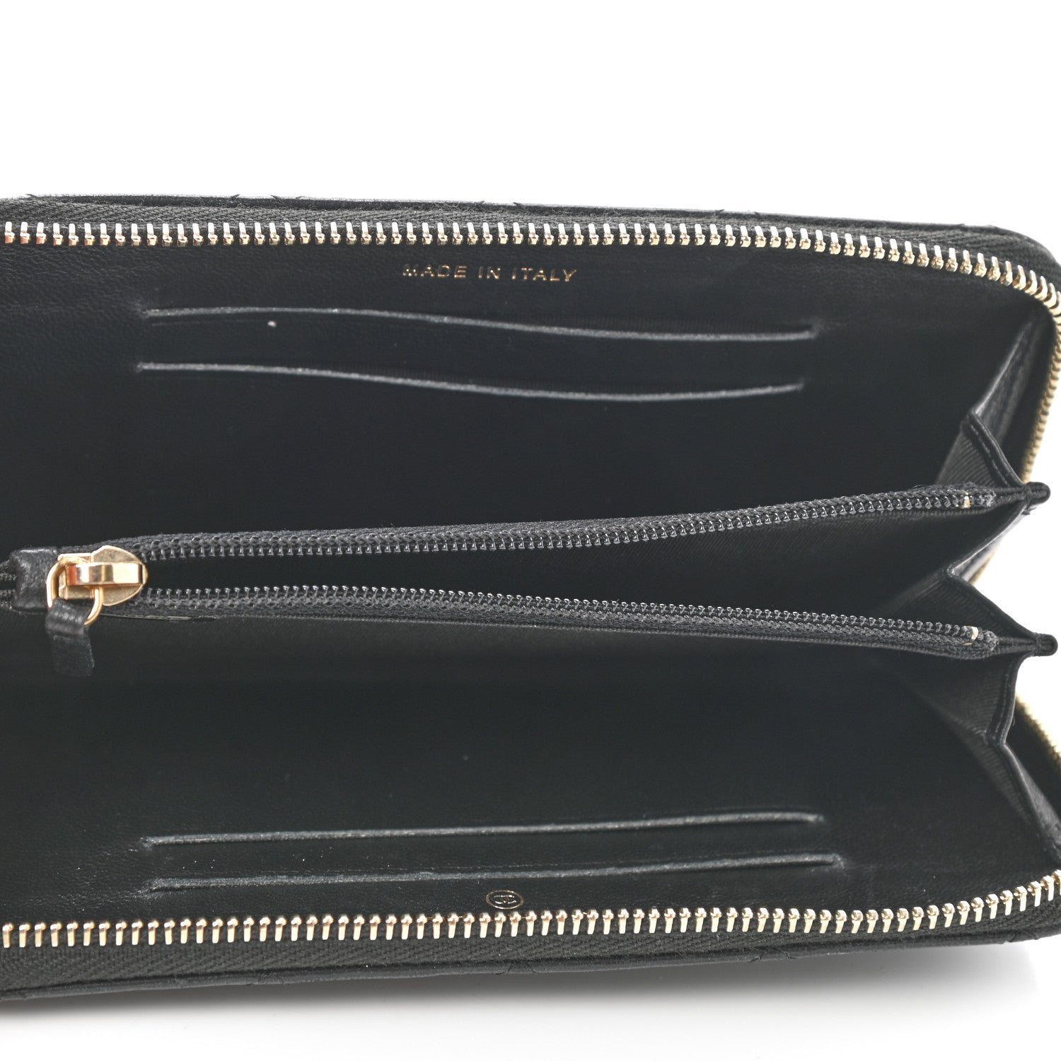 Chanel Lambskin Quilted Small Lucky Charms Zip Around Wallet Black 5 of 8