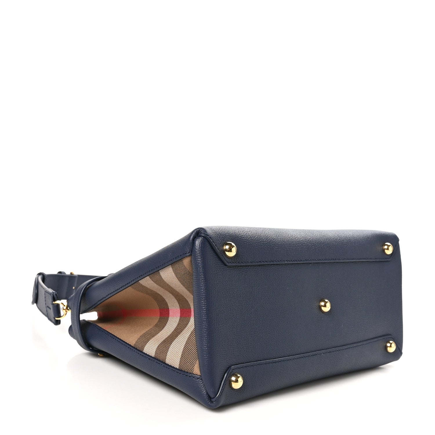 Burberry Derby Calfskin Vintage Check Medium Banner Tote Regency Blue 4 of 10
