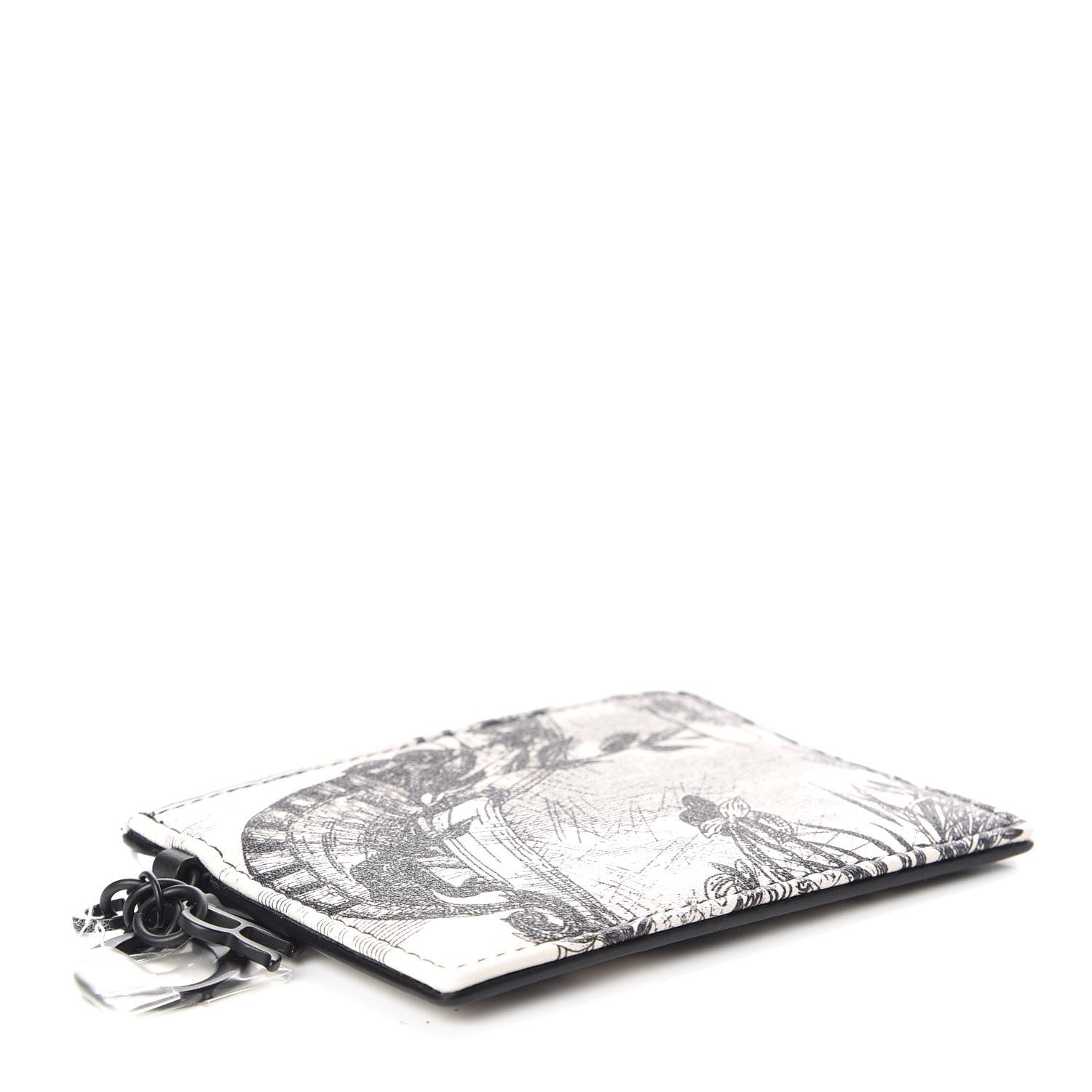 Christian Dior Calfskin Toile de Jouy Carnivora Card Holder Black White 3 of 7