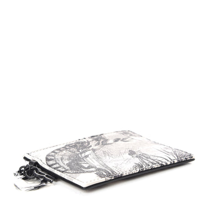 Christian Dior Calfskin Toile de Jouy Carnivora Card Holder Black White 3 of 7