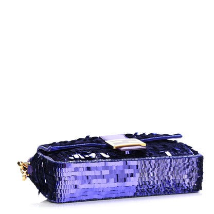 Fendi Sequin Paillettes Shiny Nappa Sex and the City Baguette Viola Purple Rain 4 of 11