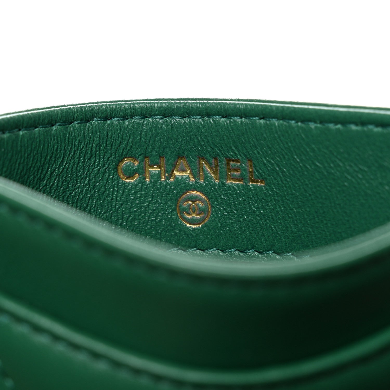 Chanel Lambskin Quilted Card Holder Green 7 of 9