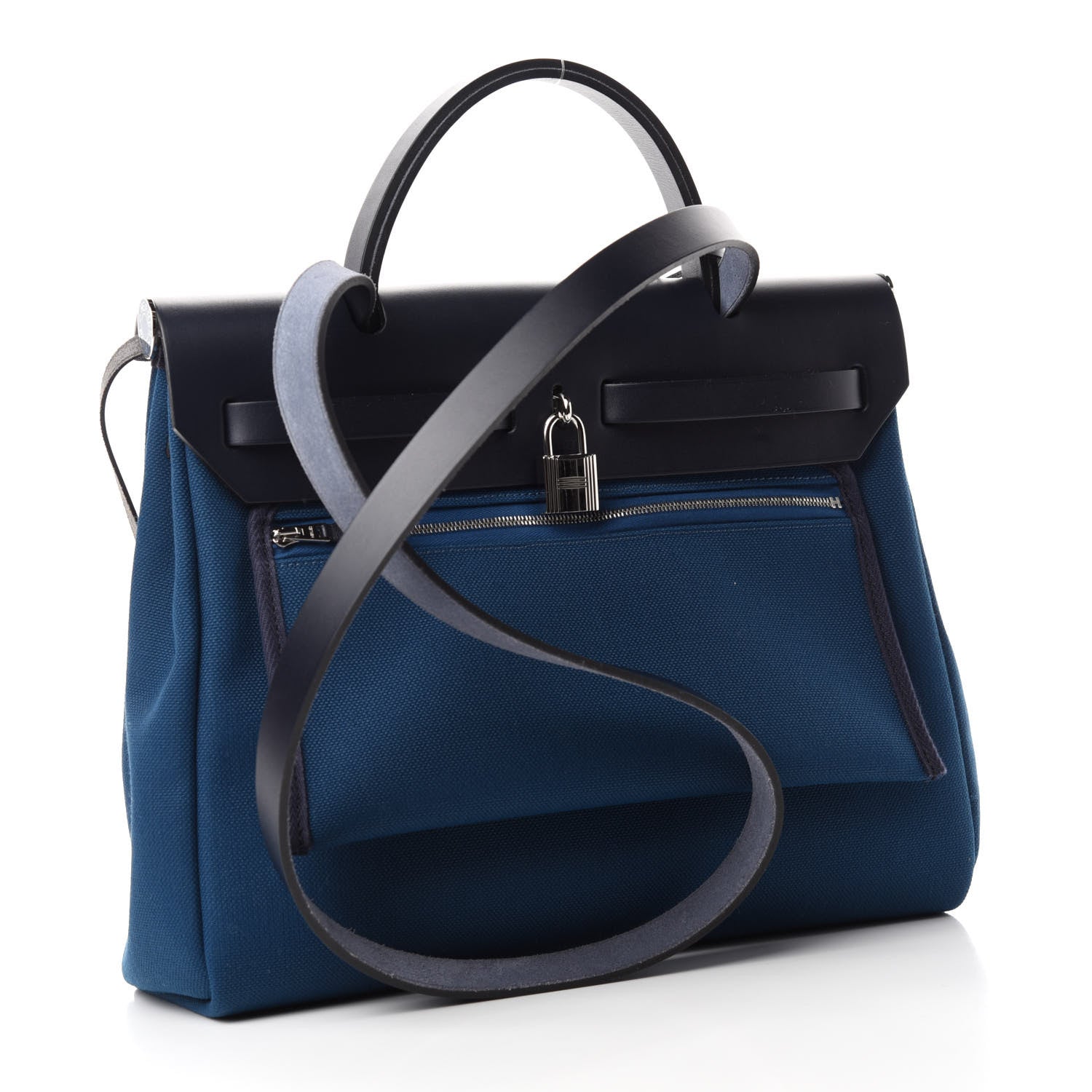 Hermes Military Toile Vache Hunter Herbag Zip PM 31 Deep Blue Indigo 3 of 10