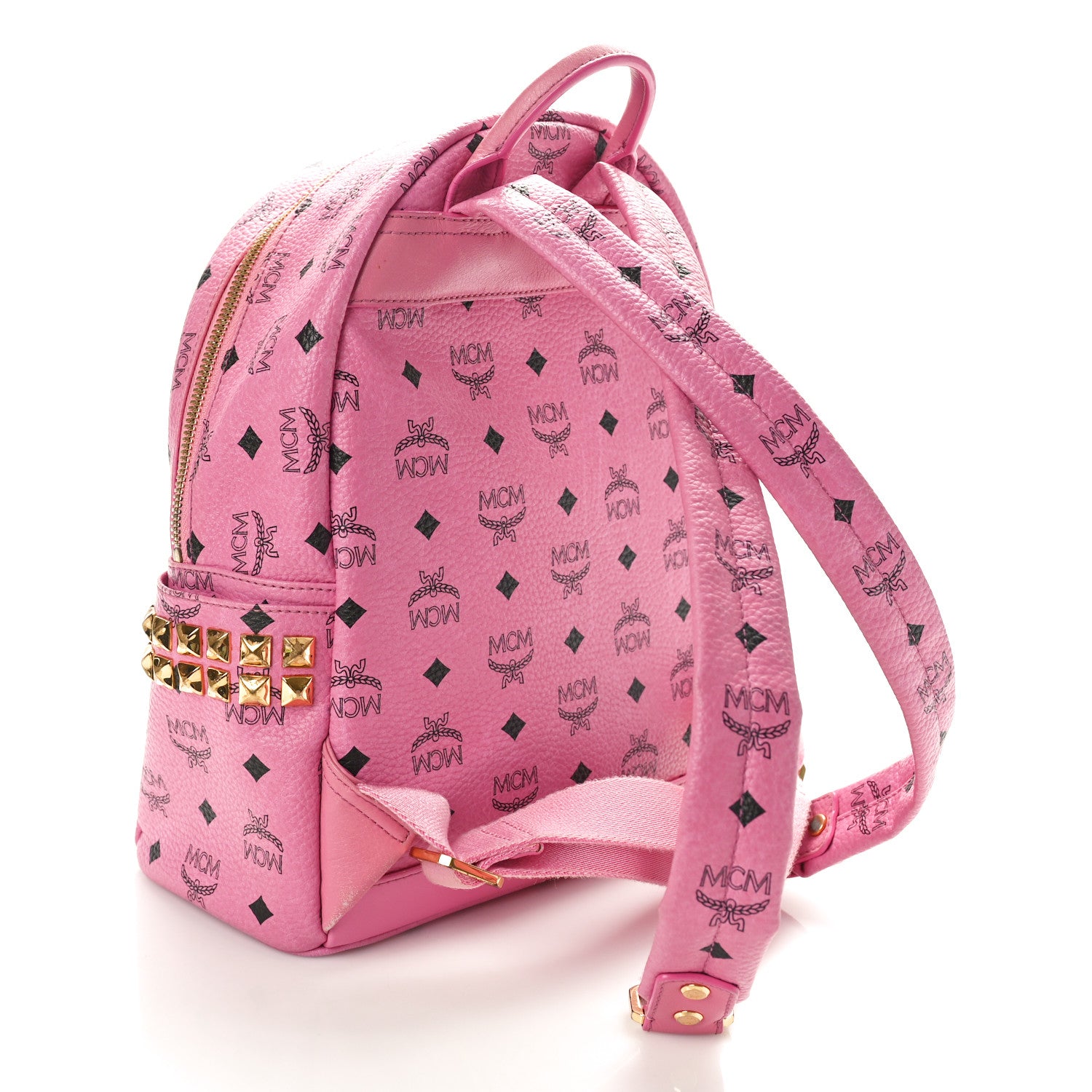 MCM Visetos Small Side Stud Stark Backpack Pink 3 of 10