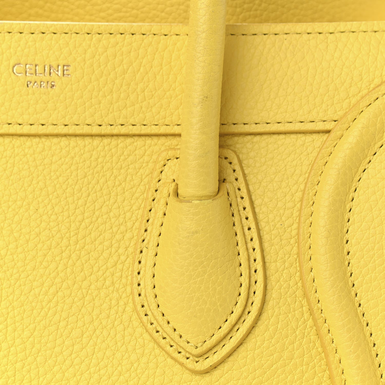 Celine Drummed Calfskin Nano Luggage Citron 12 of 14