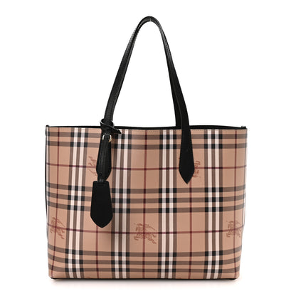 Burberry Grainy Calfskin Haymarket Check Medium Reversible Tote Black 1 of 17