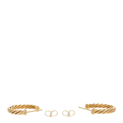 David Yurman 18K Yellow Gold Mini Cablespira Hoop Earrings 3 of 4