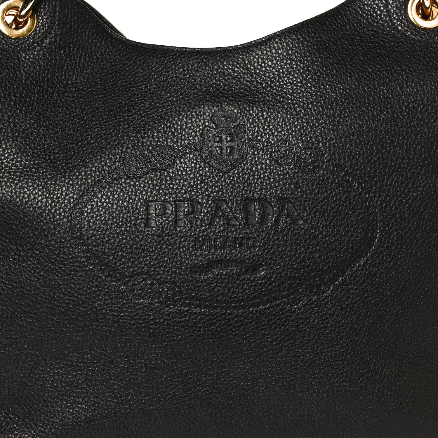 Prada Vitello Phenix Embossed Logo Hobo Black 10 of 10