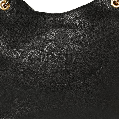 Prada Vitello Phenix Embossed Logo Hobo Black 10 of 10