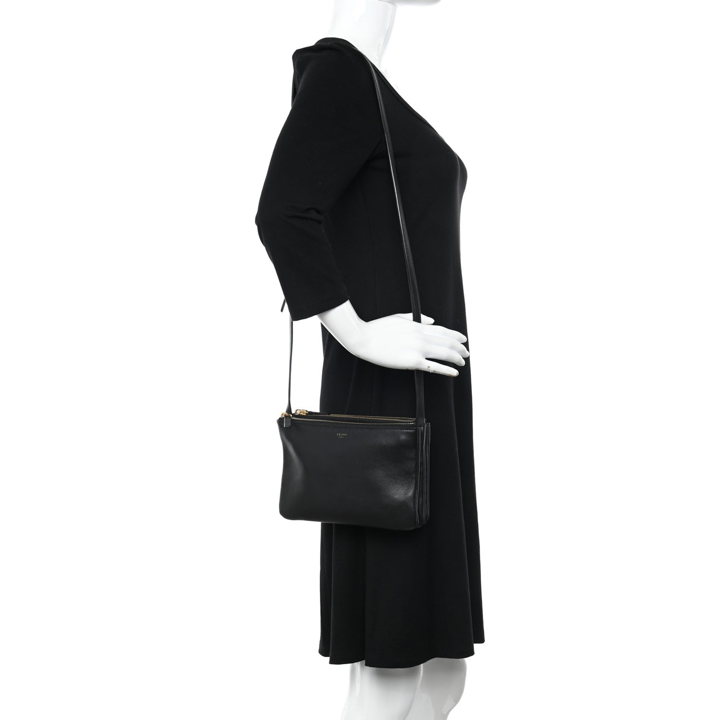 Lambskin Small Trio Crossbody Bag Black