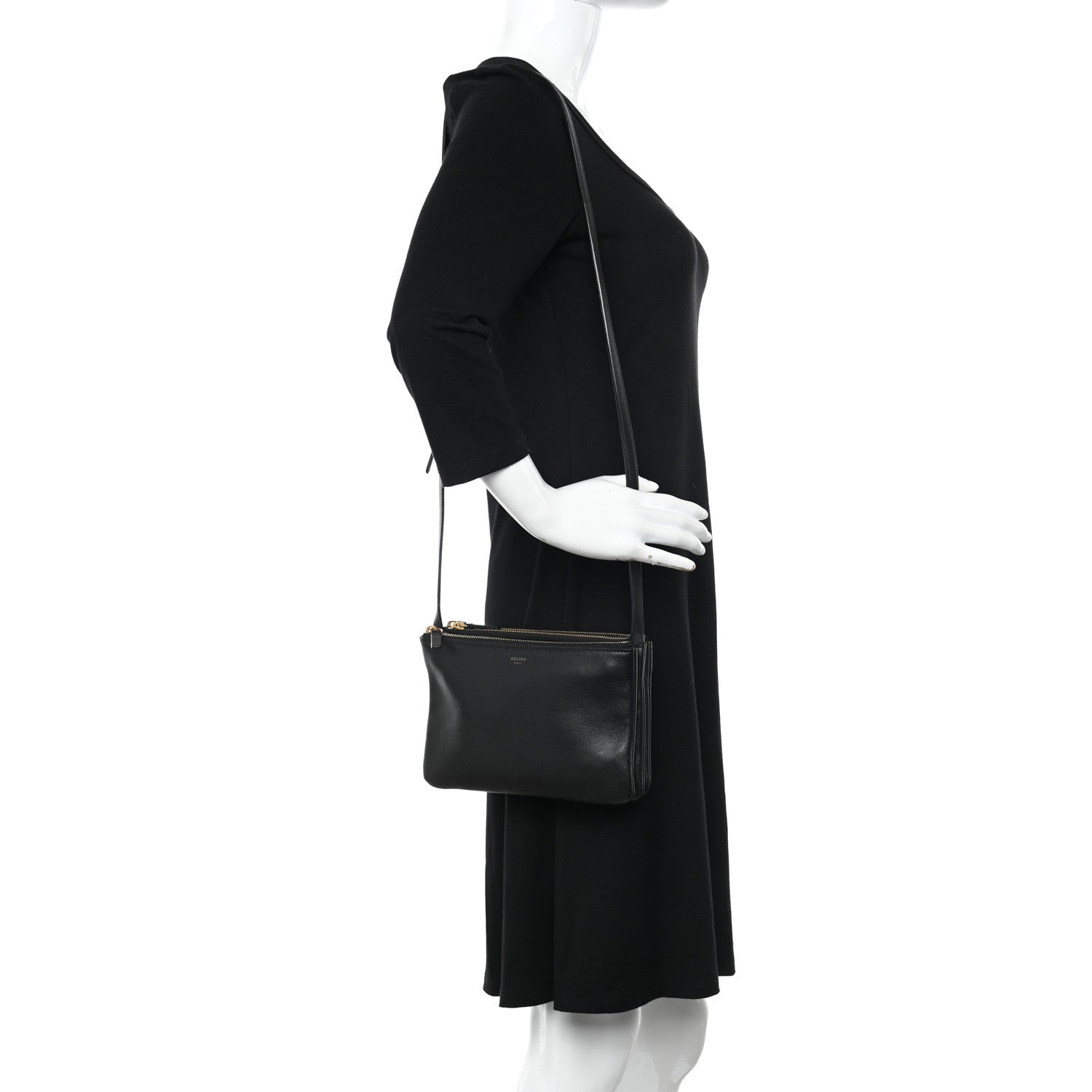 Celine Lambskin Small Trio Crossbody Bag Black 2 of 11