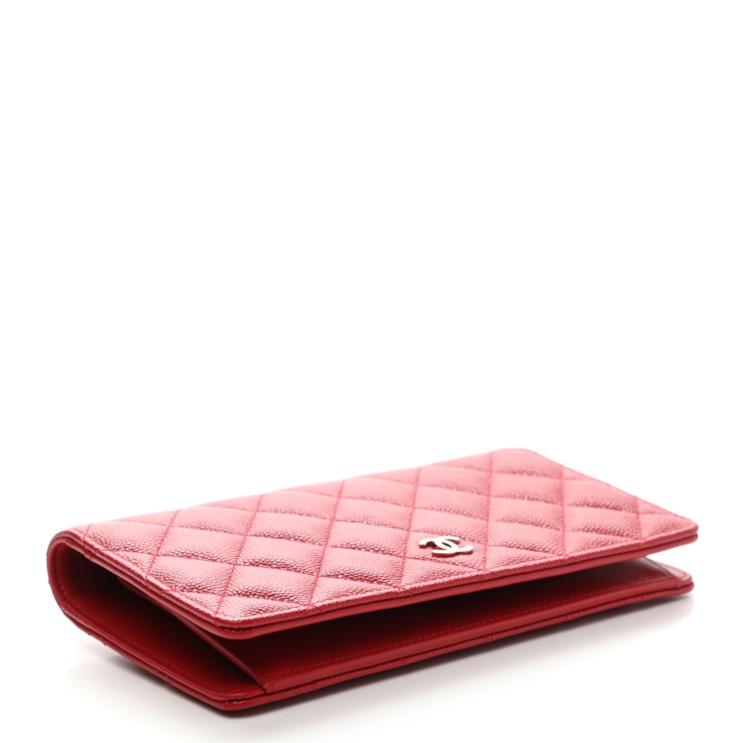 Chanel Caviar Quilted Yen Wallet Dark Red 4 of 9