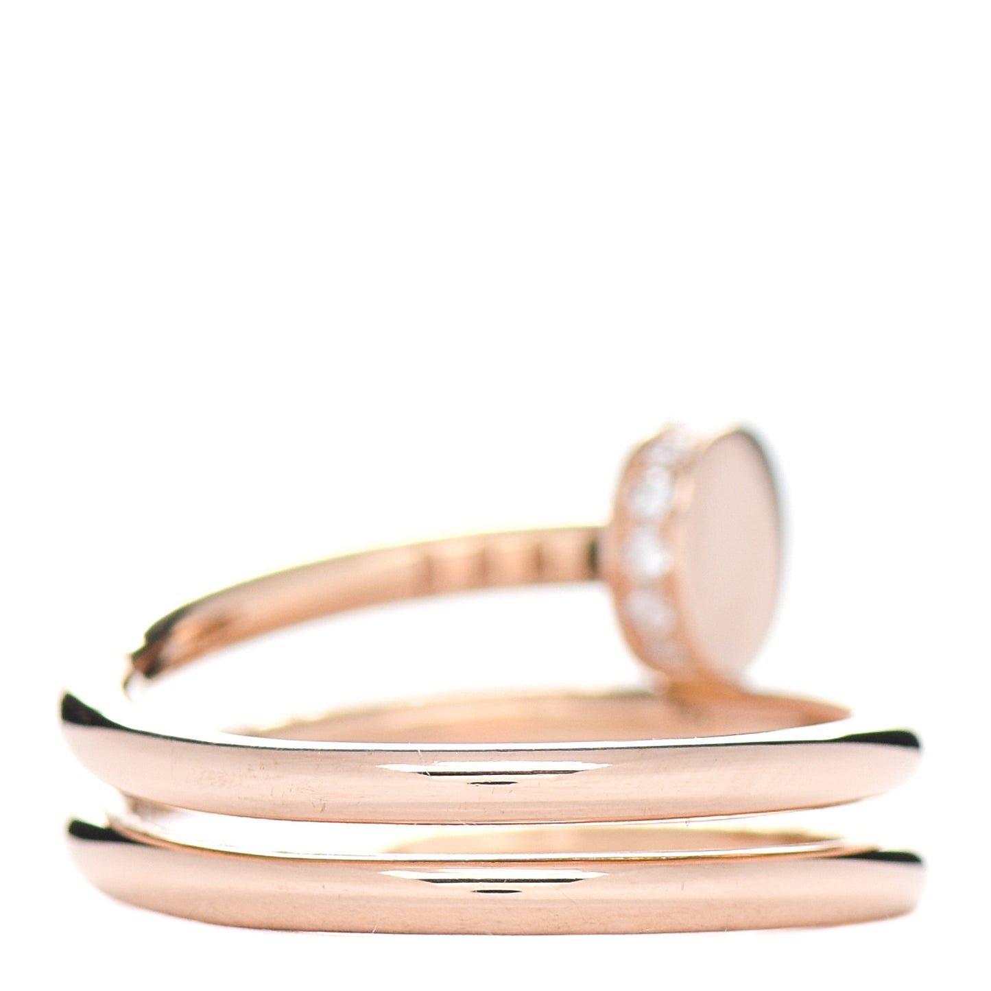 18K Pink Gold Diamond Double Juste Un Clou Ring 49 5