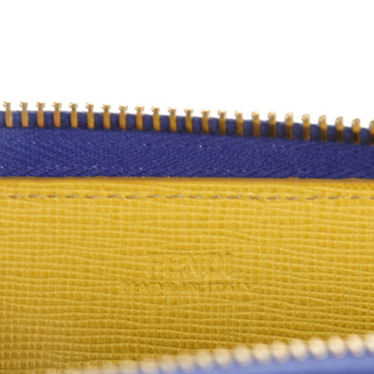 Fendi Glazed Fabric Vitello Elite Fendi Roma Zip Around Wallet Cassis Paglia 6 of 8