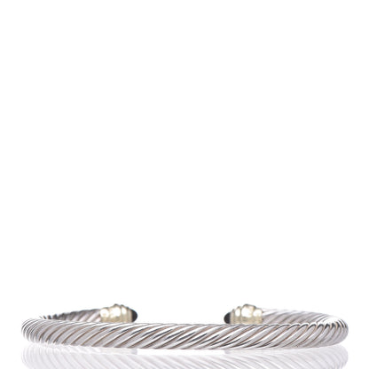 David Yurman Sterling Silver 14K Yellow Gold Black Onyx 5mm Cable Classics Petite Color Bracelet 3 of 5