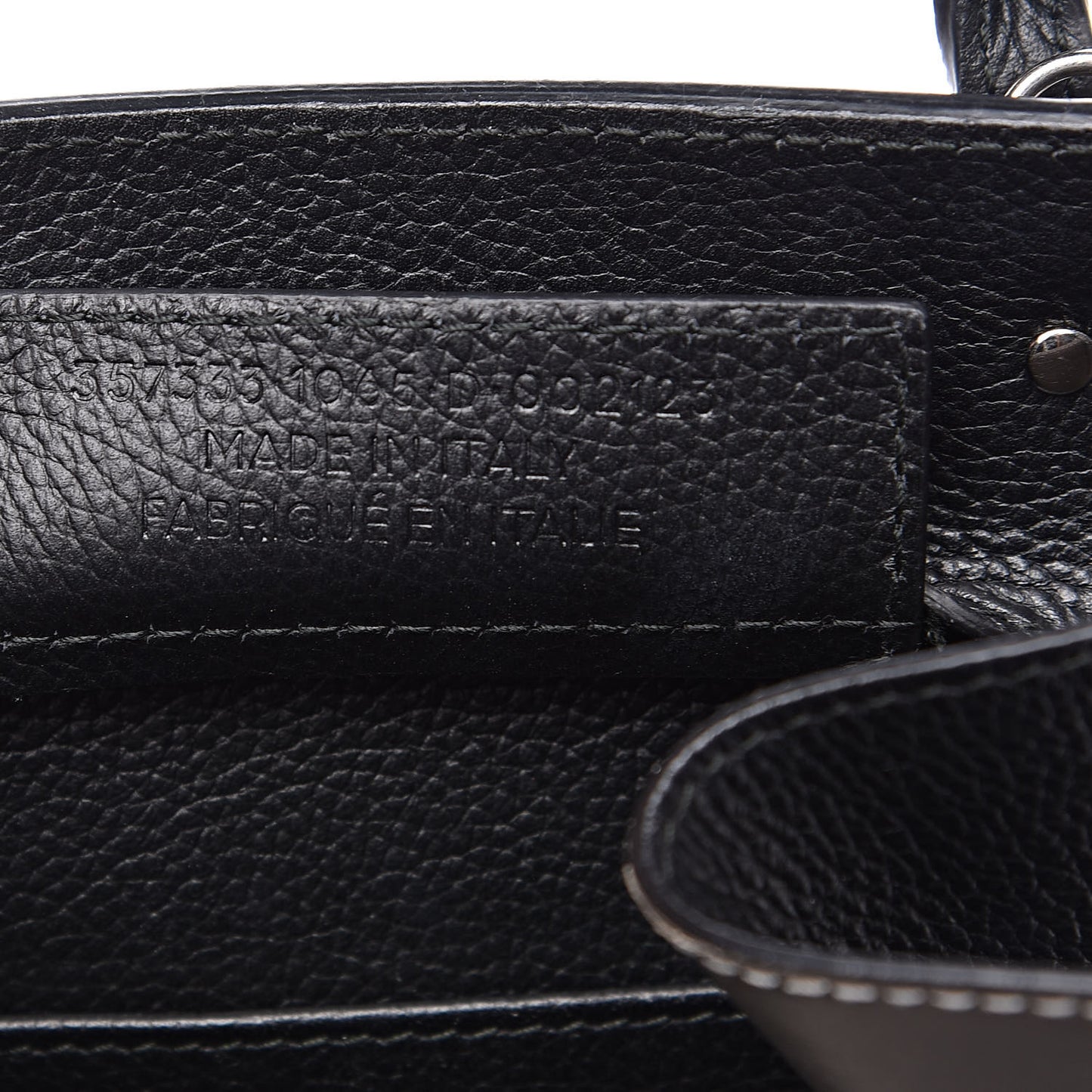 Grained Calfskin Papier Mini A4 Zip Around Tote Black