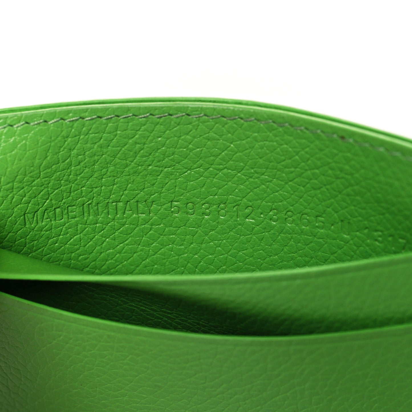 Grained Calfskin Logo Cash Rounded Card Holder Light Green Fuchsia