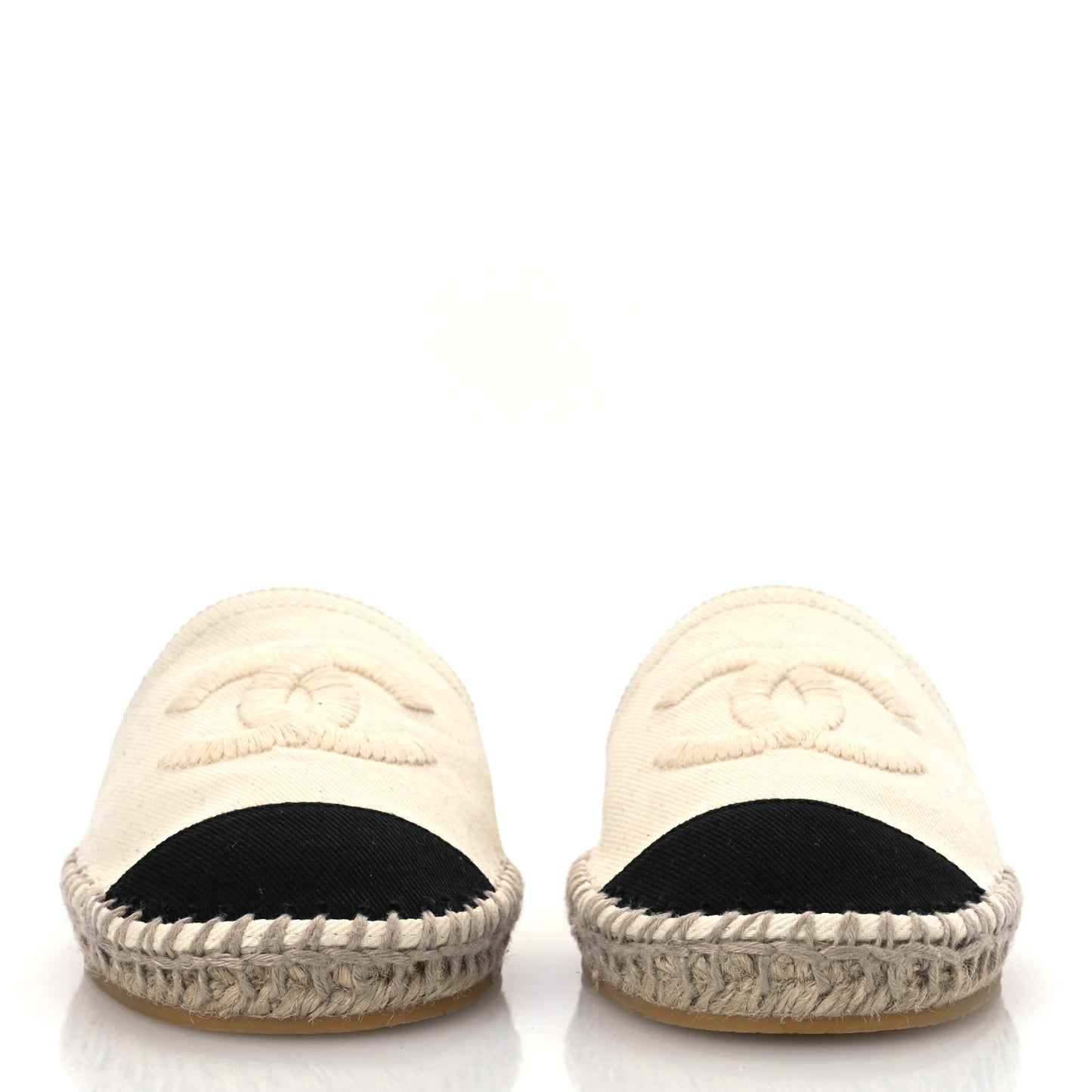 Denim CC Espadrille Mules 37 White Black