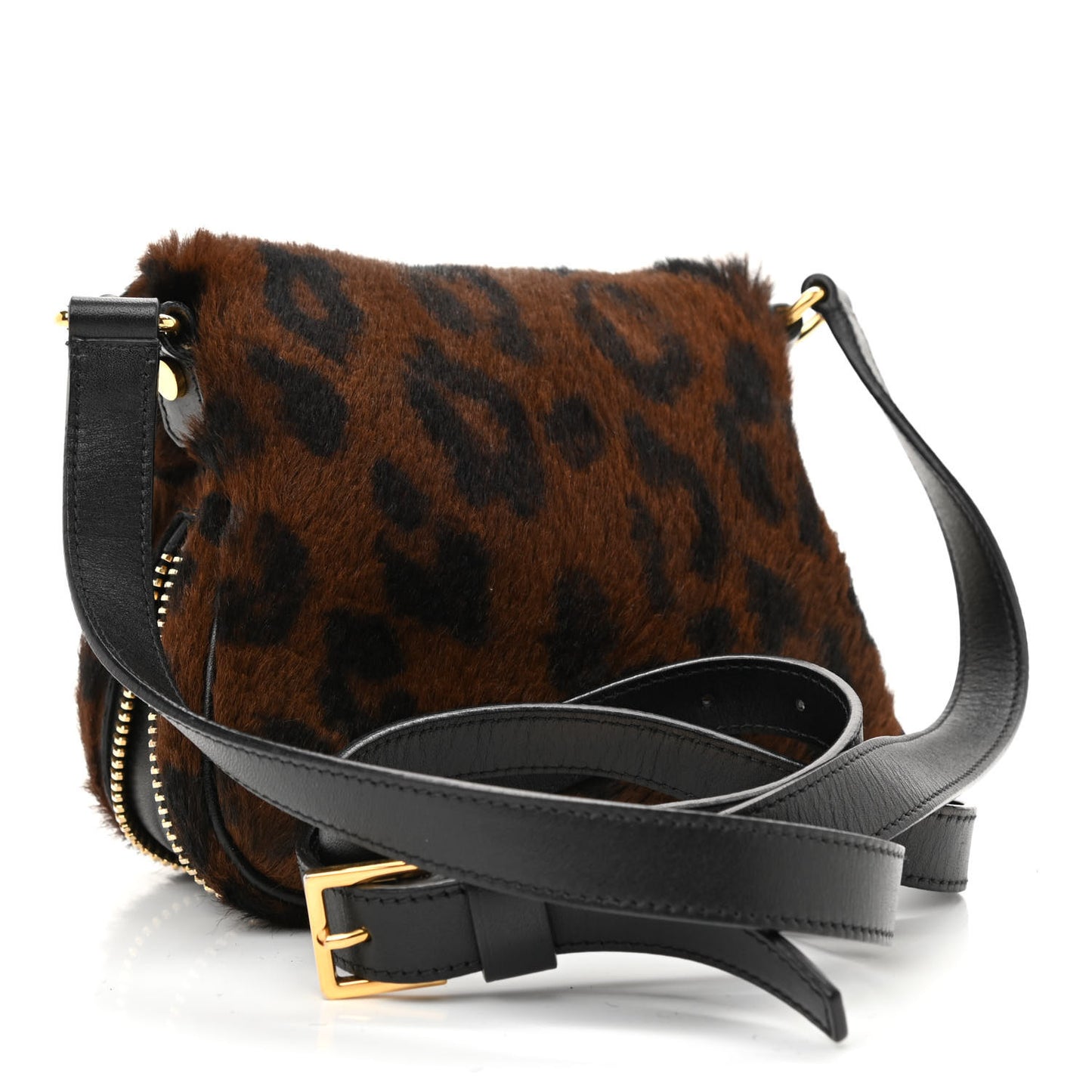 Calfskin Calf Hair Leopard Print Mini Jennifer Crossbody Bag Brown Black