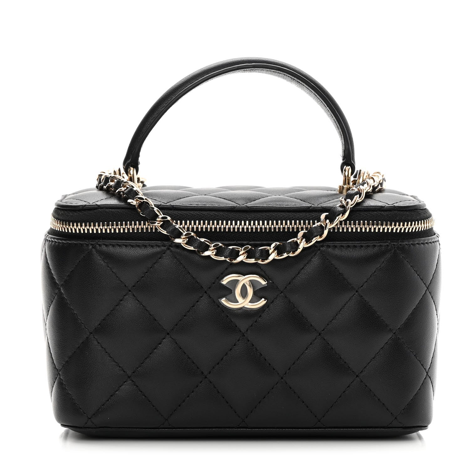 Chanel Lambskin Quilted Small Top Handle Vanity Case With Chain Black 1 of 11
