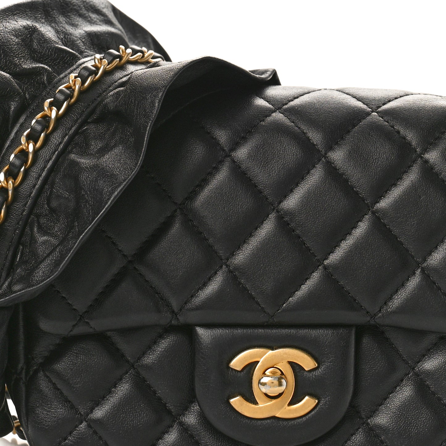 Lambskin Quilted Mini Romance Square Flap Black