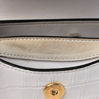 Chloe Calfskin Crocodile Embossed Small Tess Bag Brilliant White 9 of 10