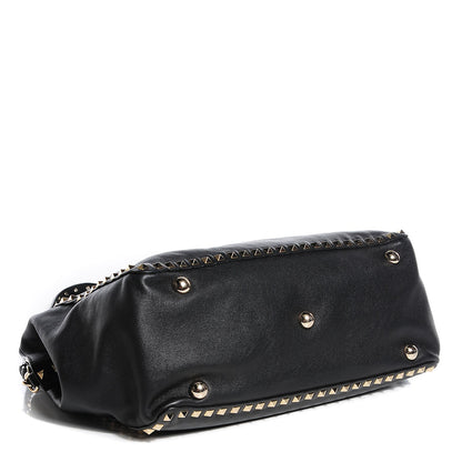 Valentino Garavani Vitello Medium Rockstud Tote Black 4 of 8