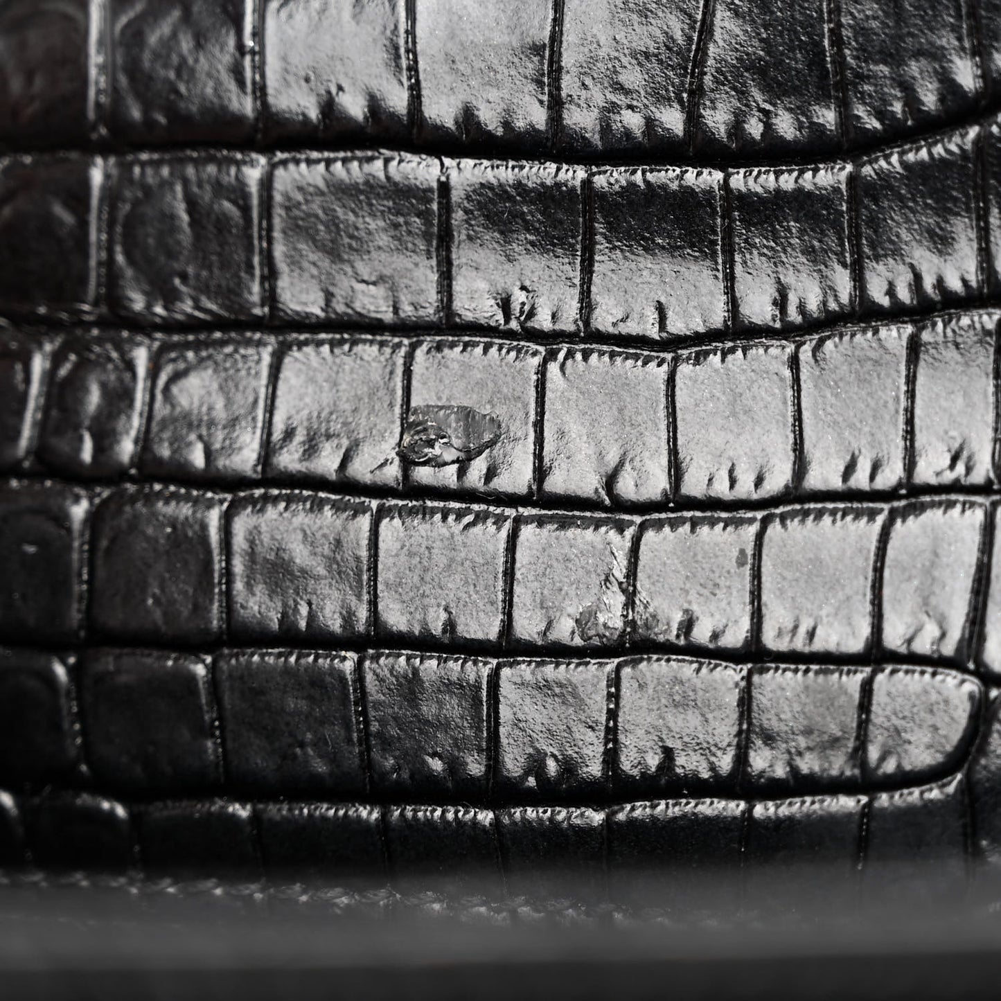 Calfskin Crocodile Embossed Mini Classic Monogram Cassandra Top Handle Black