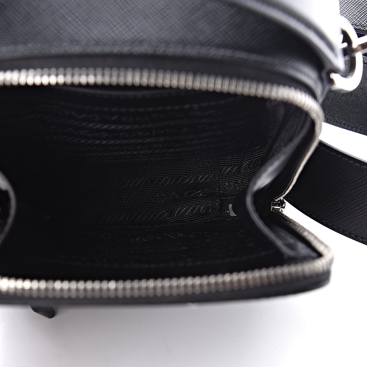 Prada Saffiano Travel Brique Crossbody Messenger Bag Black 5 of 11