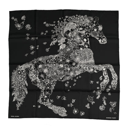 Hermes Silk Robe Legere Scarf 90 Black White 1 of 7