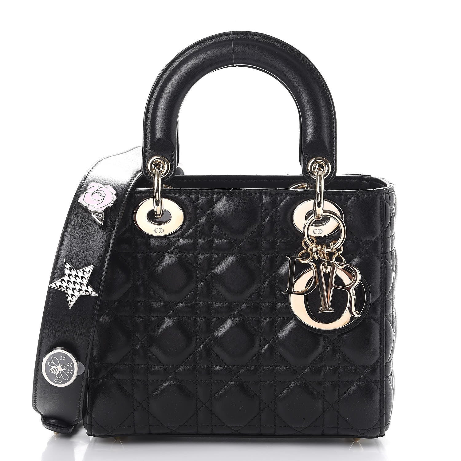 Christian Dior Lambskin Cannage Small Lucky Badges My Lady Dior Black 1 of 10