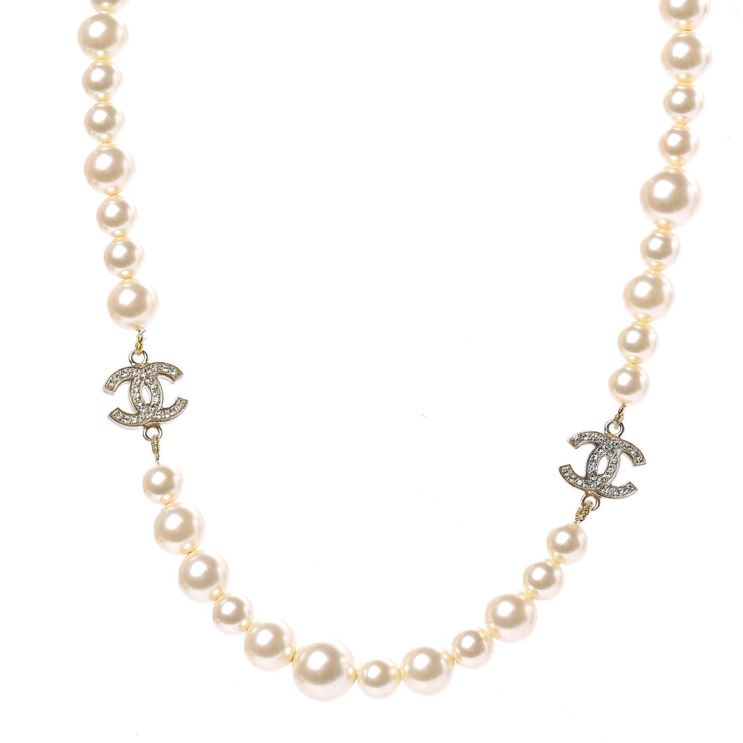 Crystal Pearl CC Short Necklace Light Gold