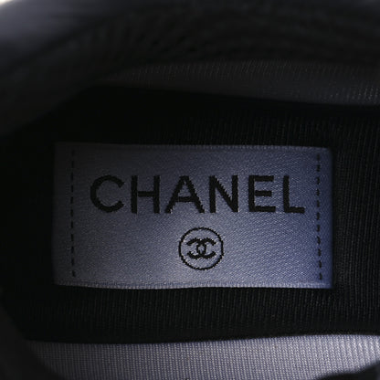 Chanel Mesh Suede Calfskin Grained Calfskin Womens CC Sneakers 36.5 White Black 9 of 13