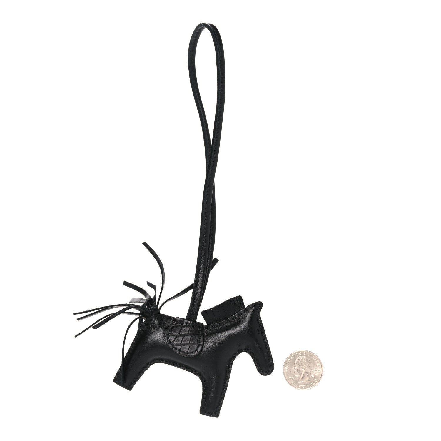 Hermes Milo Lambskin Matte Alligator Touch Grigri Rodeo Horse Bag Charm PM So Black 2 of 4