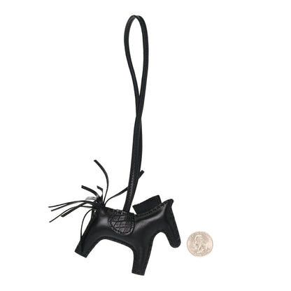Hermes Milo Lambskin Matte Alligator Touch Grigri Rodeo Horse Bag Charm PM So Black 2 of 4