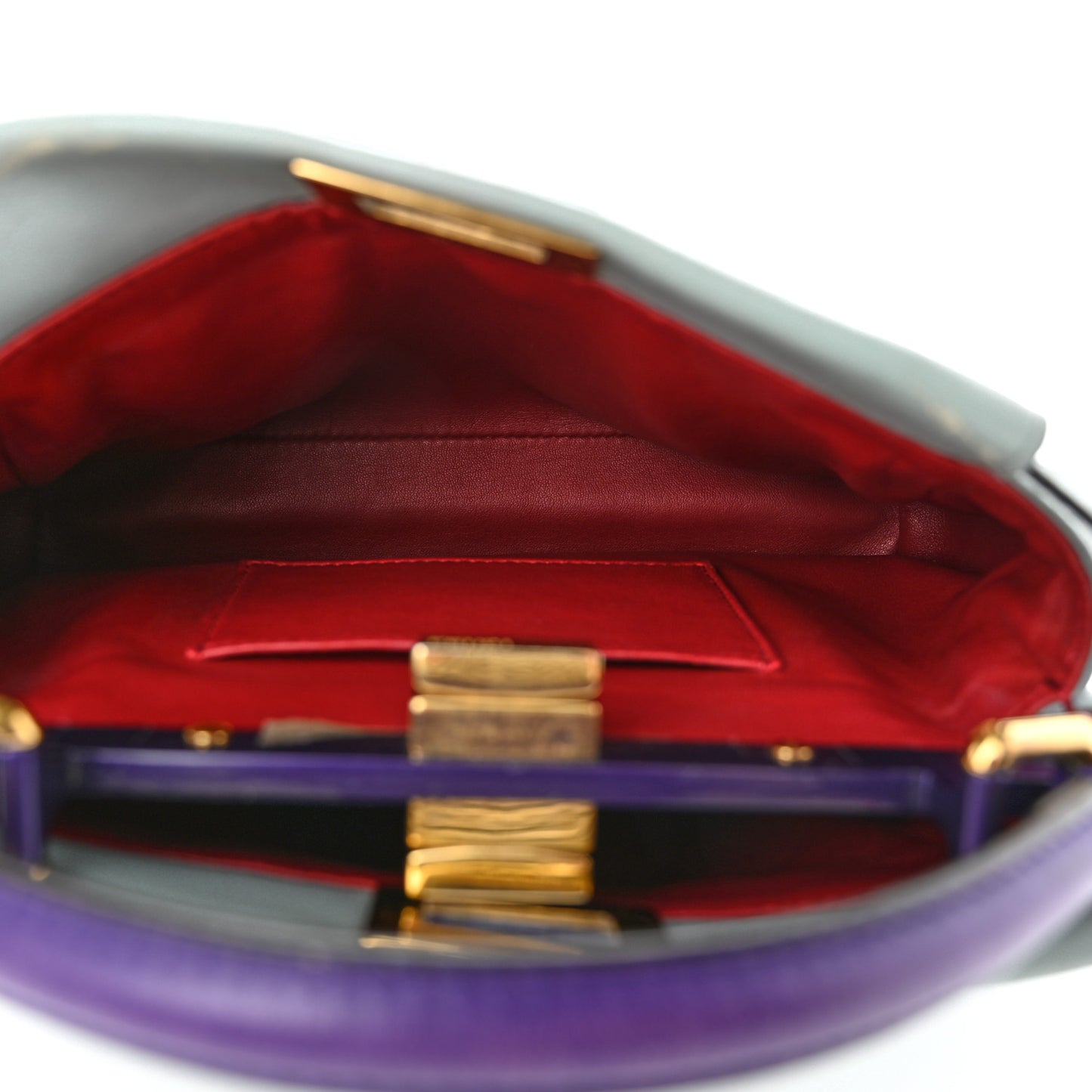 Nappa Colorblock Mini Peekaboo Iconic Satchel Polvere Purple Rain Ruby