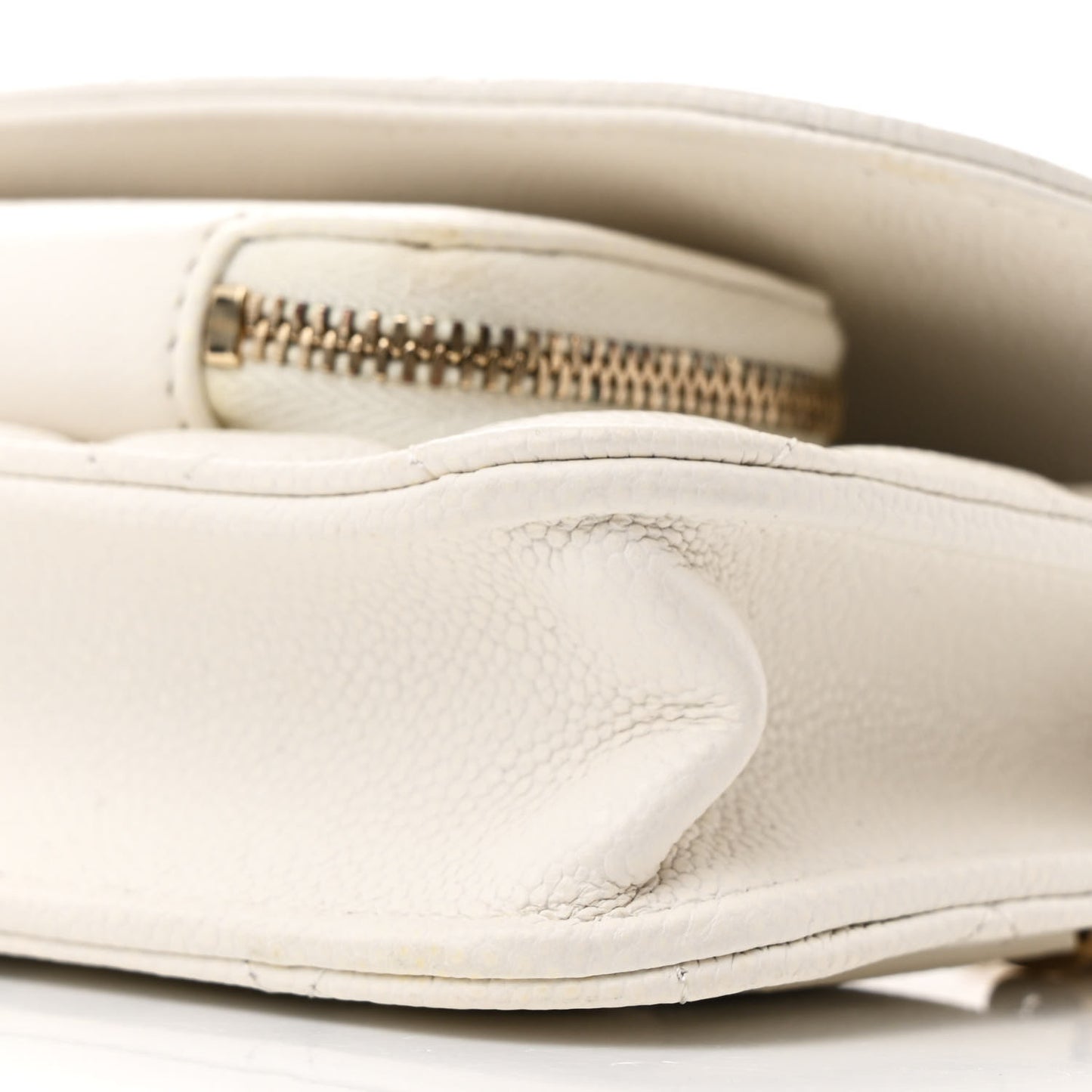 Caviar Quilted Business Affinity Clutch With Chain Flap White